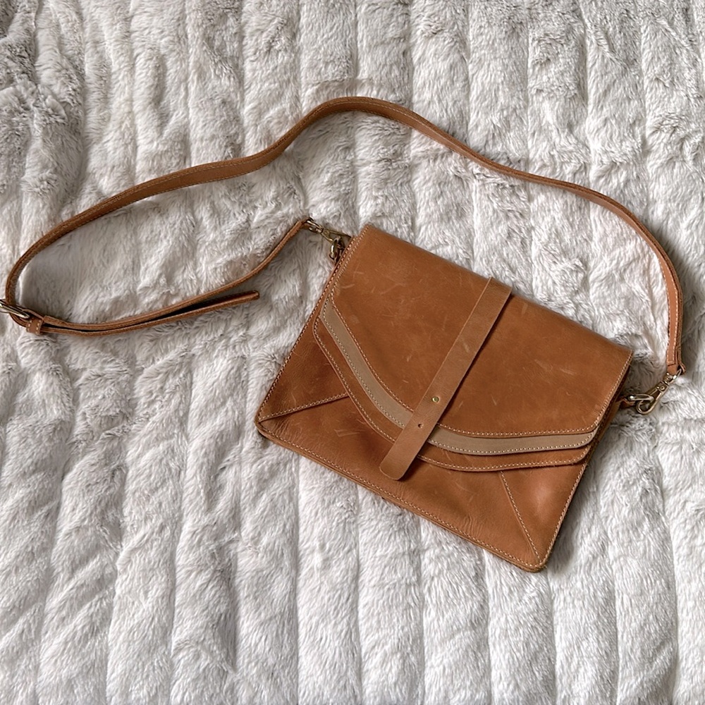 Sseko Tan Leather Crossbody Bag